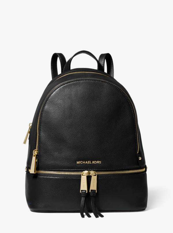 Damske Batohy Michael Kors Rhea Medium Leather Čierne - Kabelky Michael Kors Vypredaj | CYNSD-7640